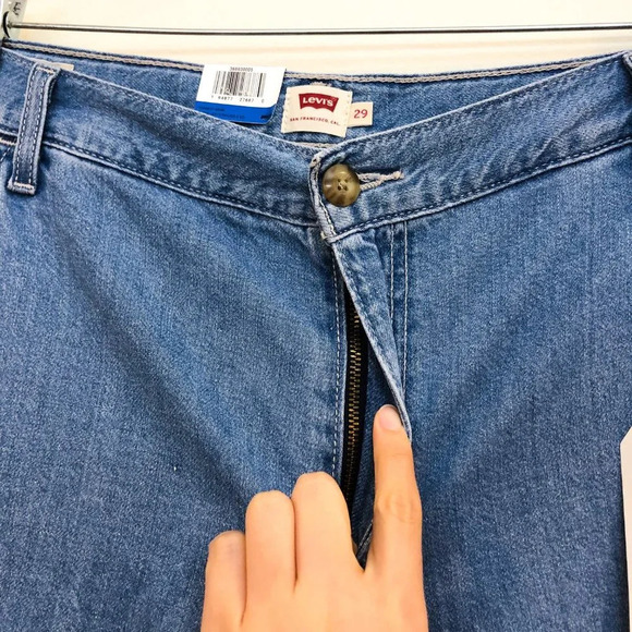 Levi's Cool Eco Performance Baggy High Waist Cargo Chambray Denim Pants 29 NWT - Picture 8 of 15